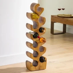 Hand-Carved Giant Suar Wood Wine Rack