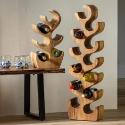 Hand-Carved Giant Suar Wood Wine Rack