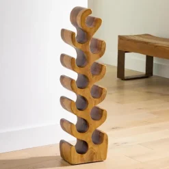 Hand-Carved Giant Suar Wood Wine Rack