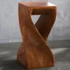Hand-Carved Monkey Pod Wood Twisty Stool 23"