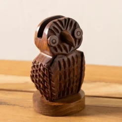 Hand-Carved Sheesham Wood Owl Eyeglass Holder