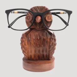 Hand-Carved Sheesham Wood Owl Eyeglass Holder