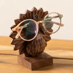 Hand-Carved Sheesham Wood Peacock Eyeglass Holder