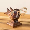 Hand-Carved Sheesham Wood Sparrow Eyeglass Holder