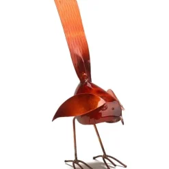 Handcrafted Copper Bird Statue - Orange