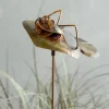 Handcrafted Copper Frog on Lily Pad Garden Stake