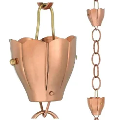 Handcrafted Crocus Flower Rain Chain - Copper