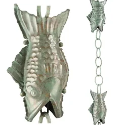 Handcrafted Fish Rain Chain - Blue