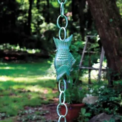 Handcrafted Fish Rain Chain - Blue