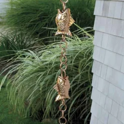 Handcrafted Fish Rain Chain - Copper