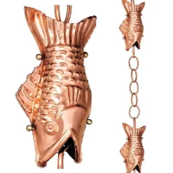 Handcrafted Fish Rain Chain - Copper
