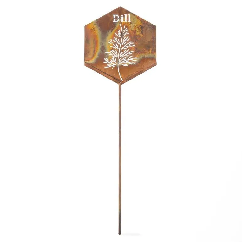 Handcrafted Flamed Copper Herb Stake - Dill