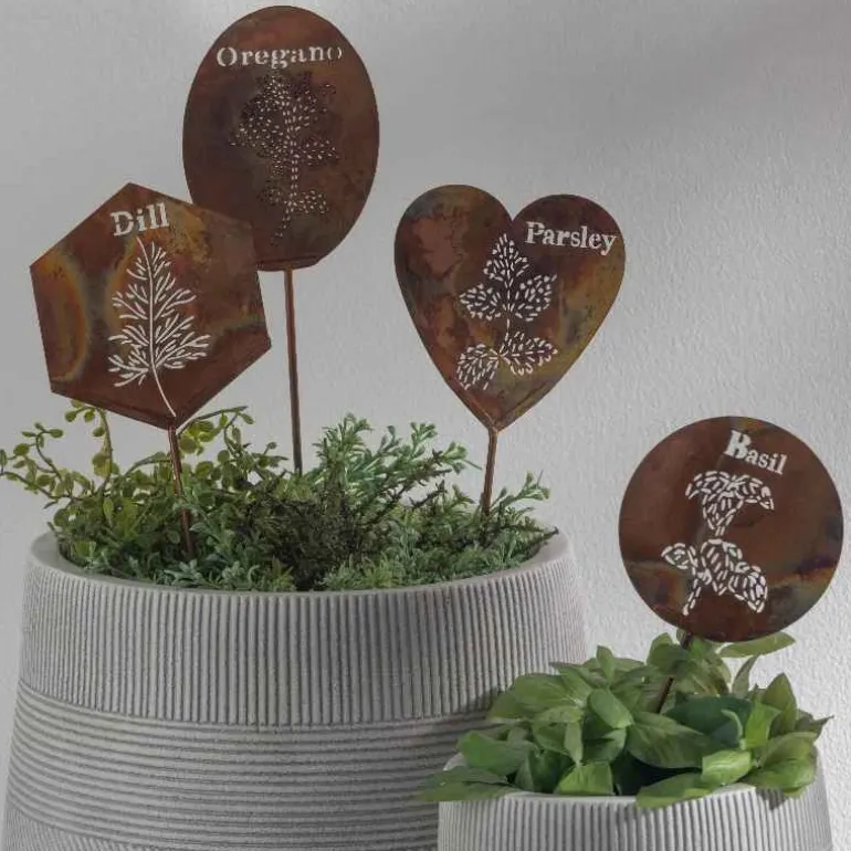 Handcrafted Flamed Copper Herb Stake - Dill