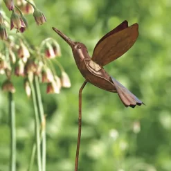 Handcrafted Flamed Copper Hummingbird Garden Stake