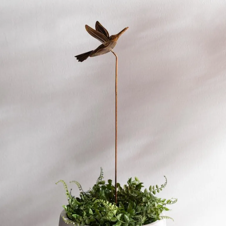 Handcrafted Flamed Copper Hummingbird Garden Stake