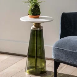 Handcrafted Glass Drink Table - Green