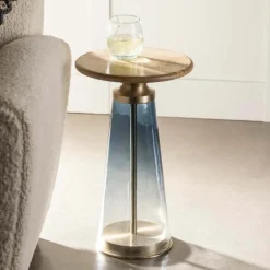 Handcrafted Glass Drink Table - Blue