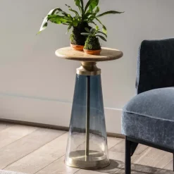 Handcrafted Glass Drink Table - Blue