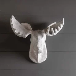 Handcrafted Haitian Artisan Paper Mache Moose Wall Art - Newsprint