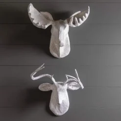 Handcrafted Haitian Artisan Paper Mache Moose Wall Art - Newsprint