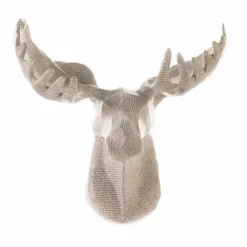 Handcrafted Haitian Artisan Paper Mache Moose Wall Art - Newsprint