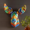 Handcrafted Haitian Artisan Paper Mache Moose Wall Art - Rainbow