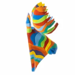 Handcrafted Haitian Artisan Paper Mache Moose Wall Art - Rainbow