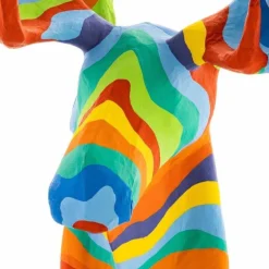 Handcrafted Haitian Artisan Paper Mache Moose Wall Art - Rainbow
