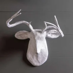 Handcrafted Haitian Artisan Paper Mache Deer Wall Art - Newsprint
