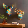 Handcrafted Haitian Artisan Paper Mache Deer Wall Art - Rainbow