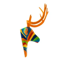Handcrafted Haitian Artisan Paper Mache Deer Wall Art - Rainbow