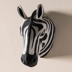 Handcrafted Haitian Artisan Paper Mache Zebra Head