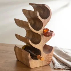 Handcrafted Mango Wood 6-Bottle Wine Rack