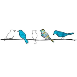Handcrafted Metal and Capiz Birds on a Wire Wall Art