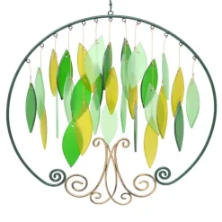 Handcrafted Metal and Glass Tree of Life Wind Chime