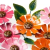 Handcrafted Pink and Orange Zinnias Metal Wreath