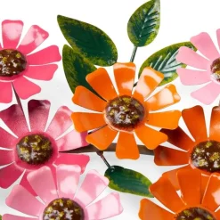 Handcrafted Pink and Orange Zinnias Metal Wreath