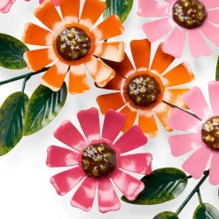 Handcrafted Pink and Orange Zinnias Metal Wreath