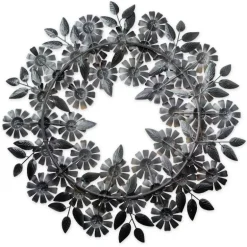 Handcrafted Pink and Orange Zinnias Metal Wreath