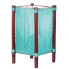 Handcrafted Rattan and Cocoa Leaves Table Lamp - Blue