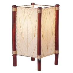 Handcrafted Rattan and Cocoa Leaves Table Lamp - Natural