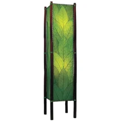 Handcrafted Rattan and Cocoa Leaves Floor Lamp - Green