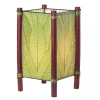 Handcrafted Rattan and Cocoa Leaves Table Lamp - Green