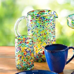 Handcrafted Recycled Glass Confetti Pitcher