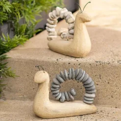 Handcrafted Snail Stone Statue - White