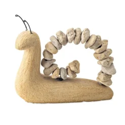 Handcrafted Snail Stone Statue - White