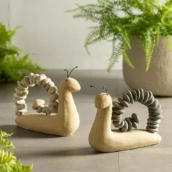 Handcrafted Snail Stone Statue - White