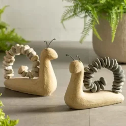 Handcrafted Snail Stone Statue - White