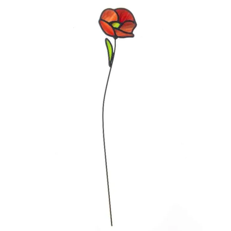 Handcrafted Stained Glass Flower Stakes - Birth Month - August