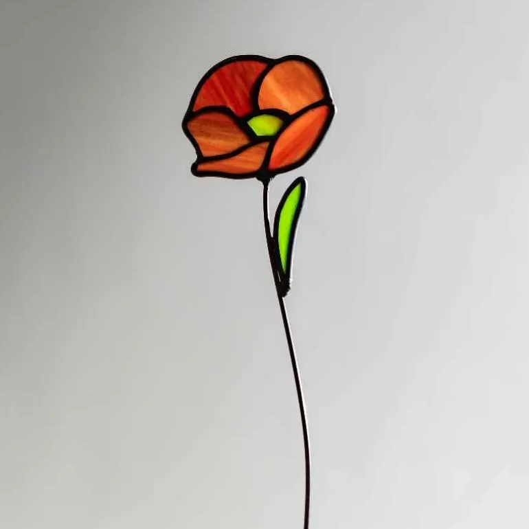 Handcrafted Stained Glass Flower Stakes - Birth Month - August
